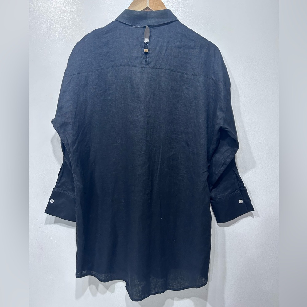 Knix Oversized 100% Linen Shirt Black Button Up Cover Up Women’s Size S - Picture 3 of 8
